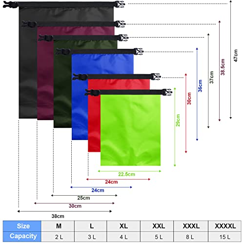 6 12 Pcs Waterproof Dry Bags (Dark Colors)