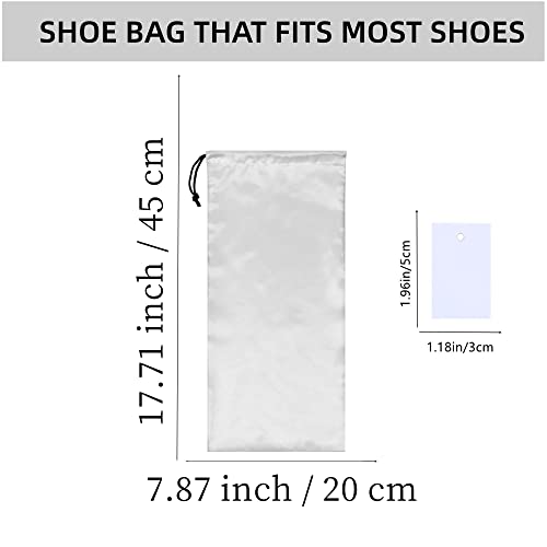 10 Pack Shoe Bags for Travel Satin Fabric Shoe Bag with Drawstring for Men Women Travel Protecting Storing Shoes (White)