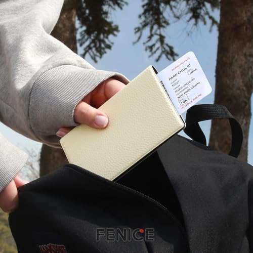 Classic Passport Cover Holder Wallet Case for Travel Essential RFID Blocking Vegan Leather Waterproof (YELLOW)