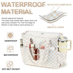 Waterproof Beach Tote Pool Bags for Women Ladies Extra Large Carry On Bag With Wet Compartment for Weekender Travel (Light Brown Checkered)