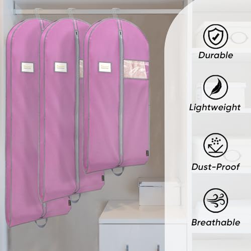 1PK Garment Bags for Hanging Clothes (Pink / 54" 1PK)