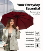 Repel Windproof Travel Umbrella (Black + Red 1-Pack / Standard)