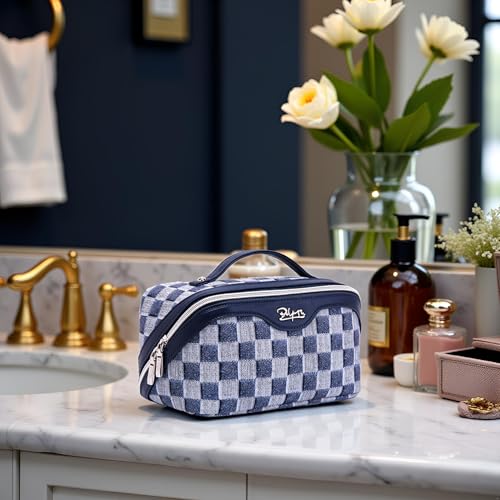 Travel Makeup Bag Cosmetic Bags for Women (D-5-Deep Blue)