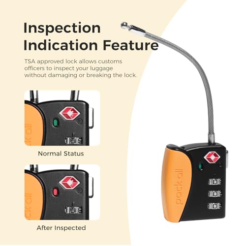 TSA Approved Travel Luggage Locks (Orange / 4 Pack)