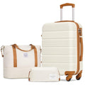 Luggage Sets with Spinner Wheels (3 piece set(DB) / WHITE-BROWN)