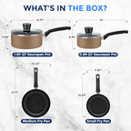 6 Piece Pots and Pans Set (Gold)