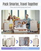 Luggage Sets 3 Pcs Suitcase with Wheels (White / 3-Piece Set-20 Inch/24 Inch/28 Inch)