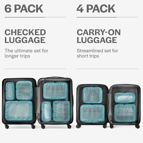 Compression Packing Cubes for Travel (6-Pack / Teal)