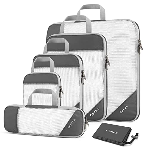 Compression Packing Cubes for Travel (Set of 6 / 6-Gray)