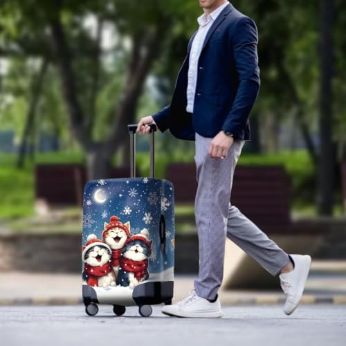 Christmas Checked Luggage Cover for Holiday Travel (XL(for 30-32 inch luggage) / Christmas Cat)