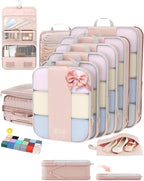 10 Set Compression Packing Cubes for Travel Gifts Mom Women (Beige)