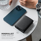 Pop up Card Wallet Minimalist Cash Wallets RFID Blocking Leather Smart Credit Card Holder with ID window for Men (Top-Grain Cowhide Litchi Black)