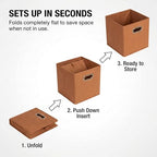 Fabric Storage Bins 6 Piece Set (Terracotta / 11” L x 11” W x 11” H)