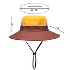 Womens Summer Sun Hat Beach Hat Wide Brim Outdoor UV Protection Hat Foldable Cool Mesh Ponytail Bucket Hat (6-7 / Yellow-brown)