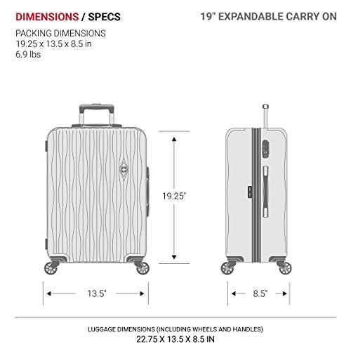 7272 Energie Expandable Hardside Luggage with Spinner Wheels and TSA Lock (Carry-On 19-Inch / White)
