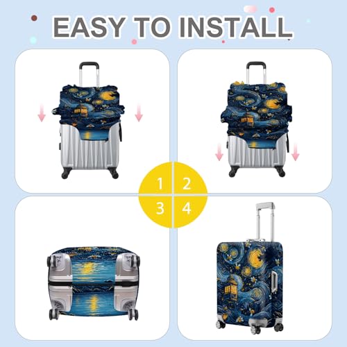 Starry Night Bee Luggage Cover (#137 / M(fits 24-26Inch suitcase))
