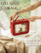 Clear Large Makeup Bag Mahjong Tile Bag with Zipper and Handle Red (Red / Large Luxe)