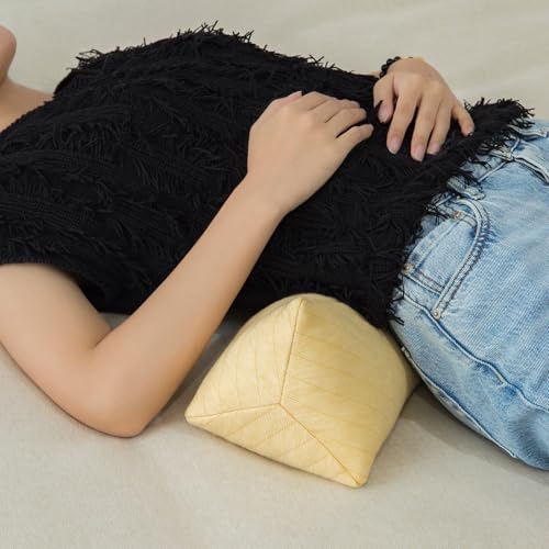 Buckwheat Neck Support Pillow Cervical Neck Cylinder Bolster Pillow Neck Pain Relief Breathable Comfortable for Back and Side Sleepers Round Pillows for Lunch Break Yellow (6x15 in / Yellow)