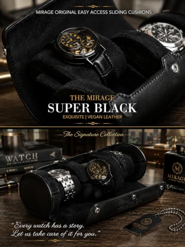 Watch Travel Case for Men Watch Roll for Travel Organizer and Display Watch Case (3-Slots / Black Black)