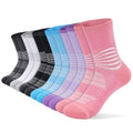 Crew Compression Socks for Women Men with Ankle Arch Support Plantar Fasciitis Relief 6 Pairs (Medium / Pink+purple+blue+black+white+grey(6 Pairs))