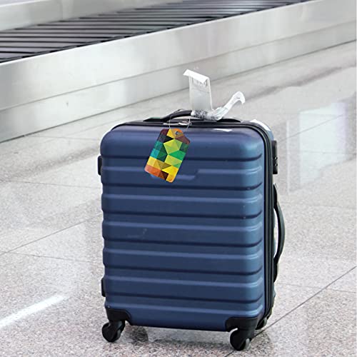 PU Leather Luggage Tag (Colorful Geometric Pattern)