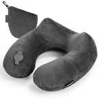 Inflatable Travel Pillow for Sleeping Airplane (Dark Grey / M-Shape)
