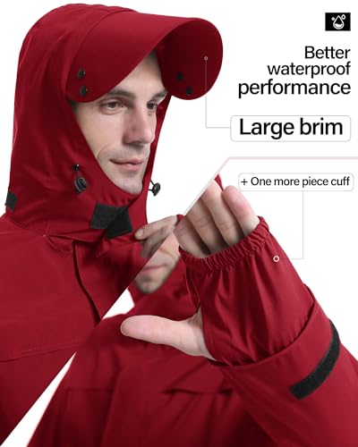 Rain Suit Waterproof Breathable Lightweight 2 (XX-Large / Red)