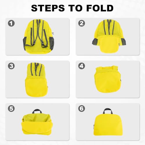 20L lightweight packable Hiking Daypack Foldable Backpack for Men Women Small Travel Outdoor Foldable Shoulder Bag (Yellow)