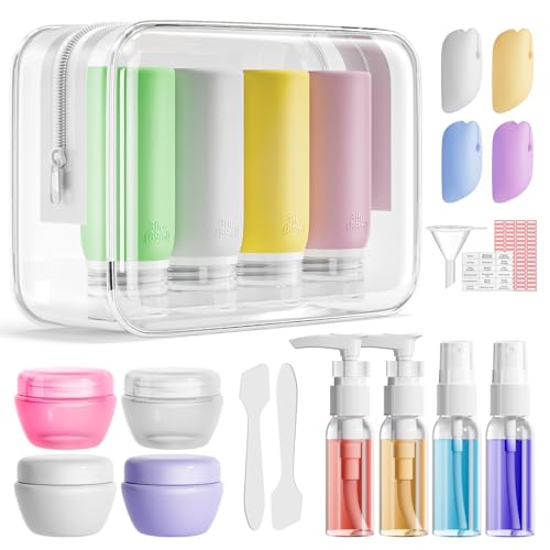 21 Pack Leak Proof Silicone Travel Bottles Set (Multi-color)