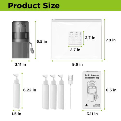 2P 4 in 1 Travel Toiletry Containers (Pink+grey)