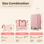 Luggage Sets 6 Piece Expandable Suitcase (Pink / 6 Piece Set (14in/20in/24in/28in/DB/TB))