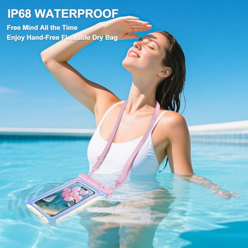 Waterproof Phone Pouch Floating (Iridescent Pink Letter)