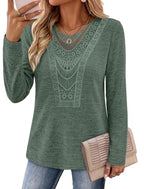Winter Clothing for Women Boho Tops Fall Shirts Christmas Sweaters Green L (Large / Dark Green)