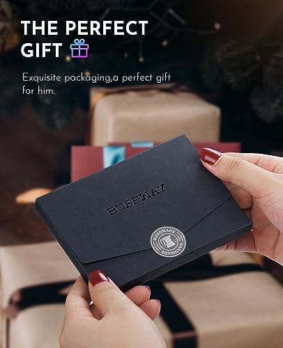 Slim Wallet for Men Women Minimalist Small Leather Front Pocket Wallets with RFID Blocking and Gifts Box (Small / Bassa Mars Red)