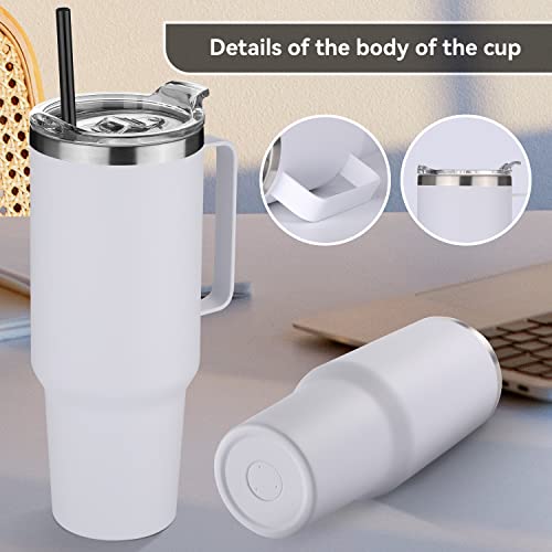 40 oz Stainless Steel Tumbler with Handle (White / 40 Ounces-8)