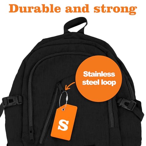 8 Pack Initial Luggage Tags for Suitcases Airplane Travel Essentials (Orange / Letter S)