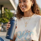 Recycled Stainless Steel Explorer with Flip Straw Lid (Azurite / 32 Ounces)