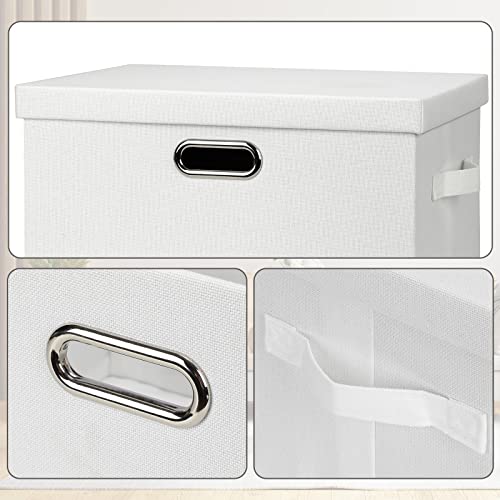 Large 17" 36 Quart Collapsible Stackable Storage Bins with Lids (White / Large -5 Pack)