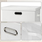 Large 17" 36 Quart Collapsible Stackable Storage Bins with Lids (White / Large -5 Pack)