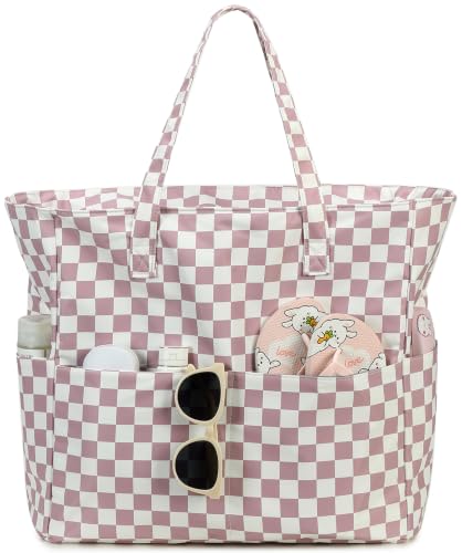 Beach Bags for Women (Purple White)