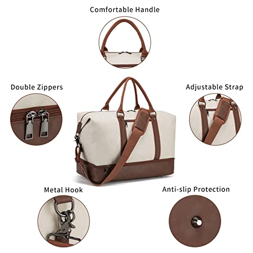 Leather Travel Bag with Shoe Pouch (Color / White)