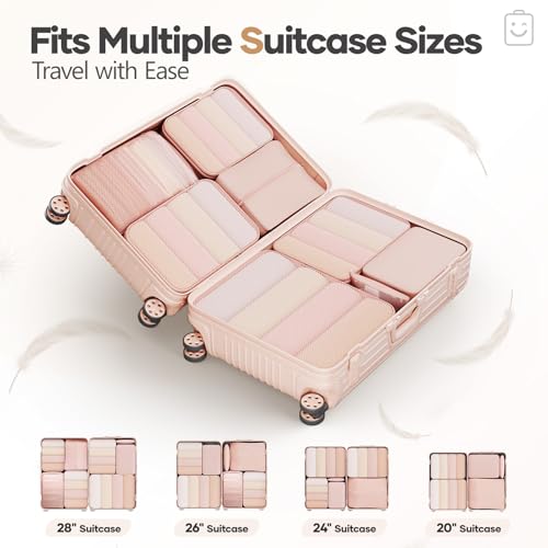 8 Set Compression Packing Cubes for Travel Essentials (Beige(Makeup Bag) / 8 set)