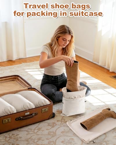 2 Pcs Shoe Bags for Travel (Beige / 21.2"x13.3")