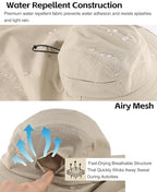 UPF 80+ Sun Hat for Men Women Wide Brim Sun Hat with Neck Flap Summer Safari UV Protection Gardening Fishing Hat Khaki (Khaki)