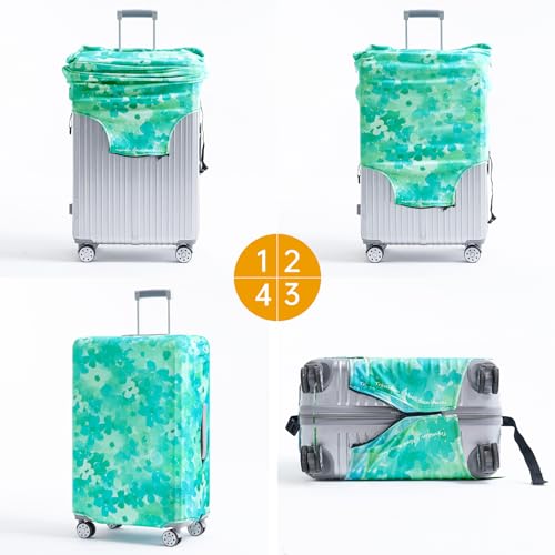 Travelkin Suitcase Covers For Luggage Tsa Approved Luggage Covers Protector (Blue Floral / L)