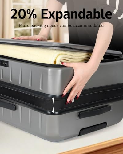 Expandable Checked Luggage (Gray / 28 Inch EXT)