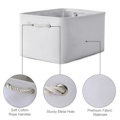 Fabric Storage Bin (White Color / Large - 15.7Lx11.8Wx8.3H)