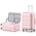 24 Inch Expandable Checked Luggage Hard Shell Suitcase (24 inch / Pink)