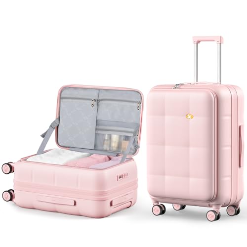 24 Inch Expandable Checked Luggage Hard Shell Suitcase (24 inch / Pink)
