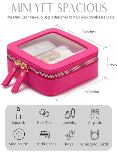 Clear Makeup Case Toiletry Bag Travel Medium Clear Cosmetic Bag with Zipper (Hot Pink / Mini & Medium)
